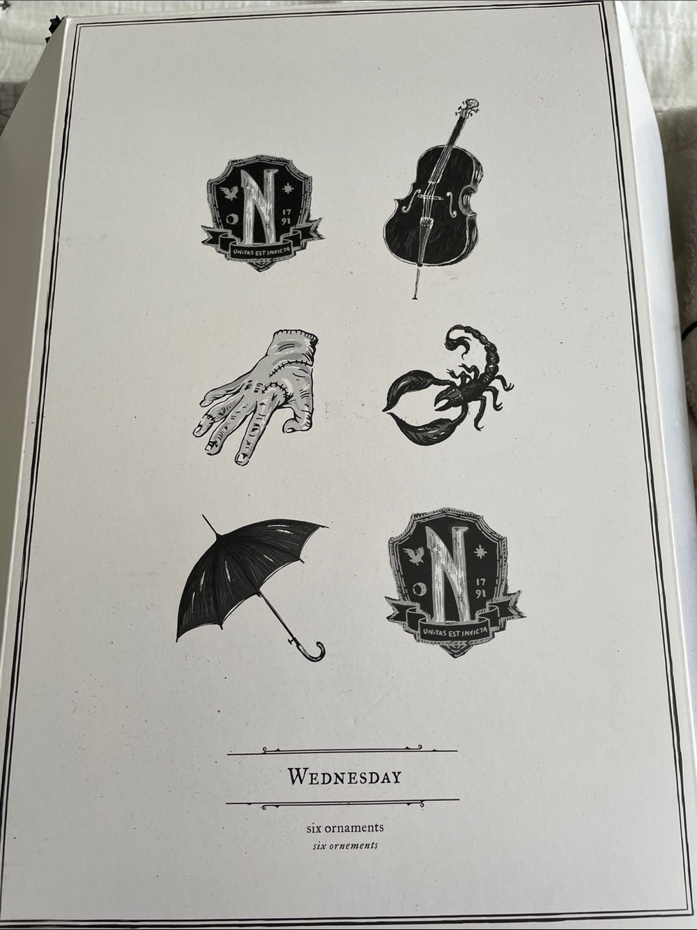Pottery Barn Black and White Wednesday Six Ornaments Box Artwork